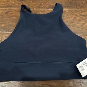 Lululemon energy bra, high neck, long line rib, true navy size 6. New with tags